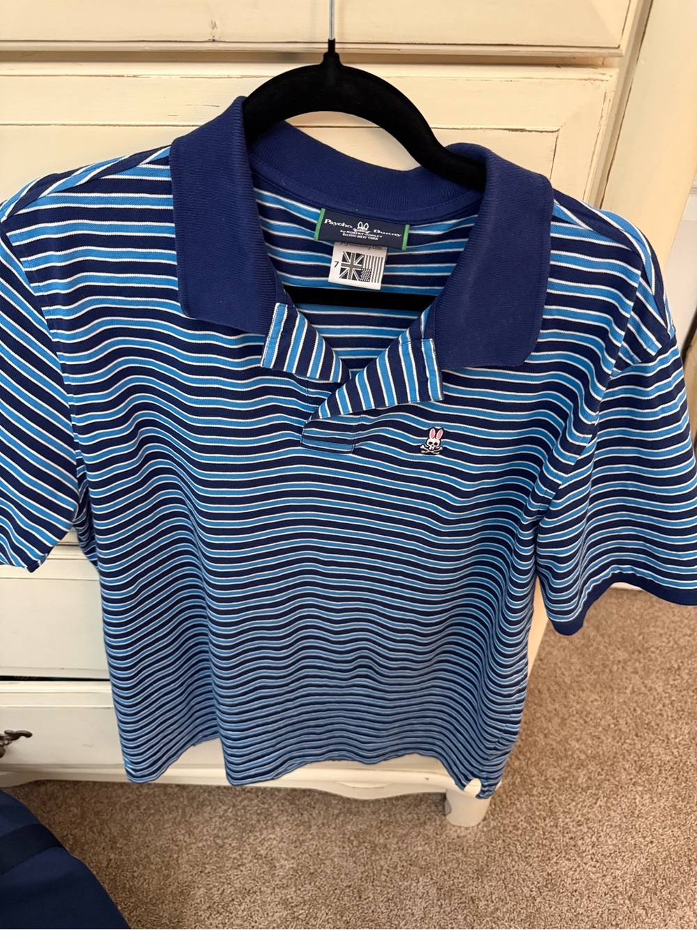 Psycho bunny men’s Blue Striped Polo Shirt 7 xl